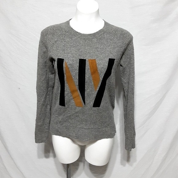 Madewell Merino Wool Pullover Sweater Leather Patch Ribbed Knit Top Small - Picture 2 of 7